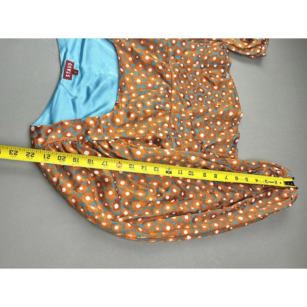 Staud Women's‎ 0 Puff Sleeve Floral Blouse Retro Whimsical Top